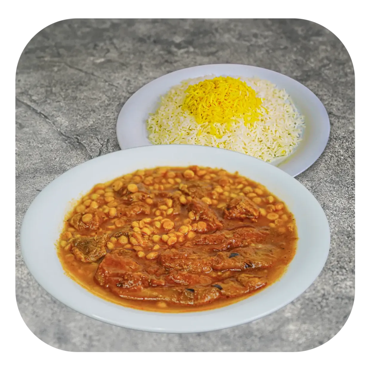 چلو خورشت قیمه بادمجان شقایق