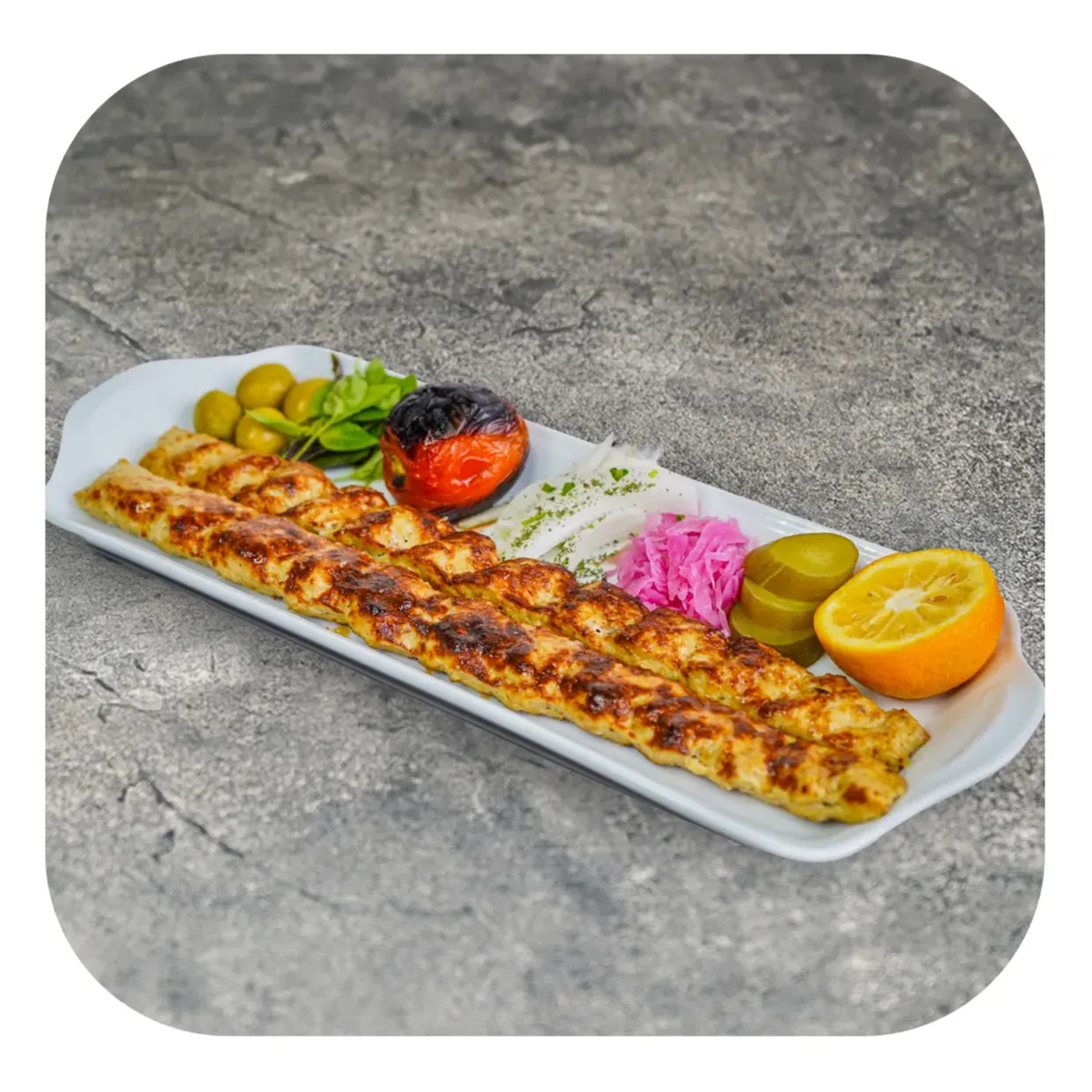خوراک کباب مرغ 2 سیخه