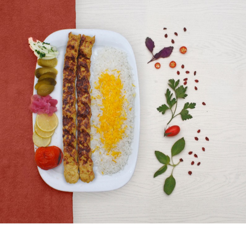 چلو کوبیده مرغ